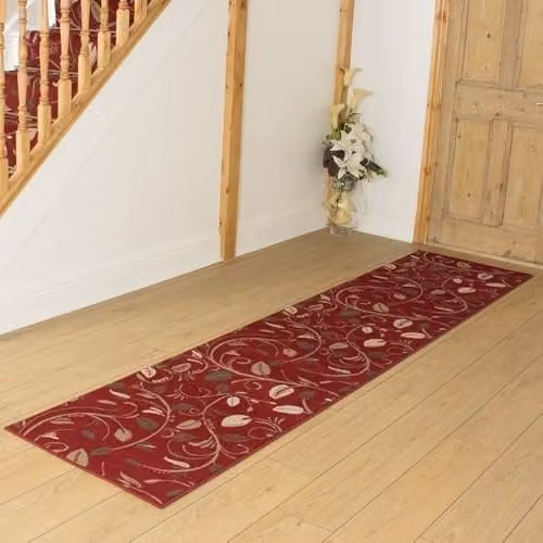 runrug Scroll Red Hallway Runner Rug, W/D/H: 60 x 270 cm, 9mm Thick – 4