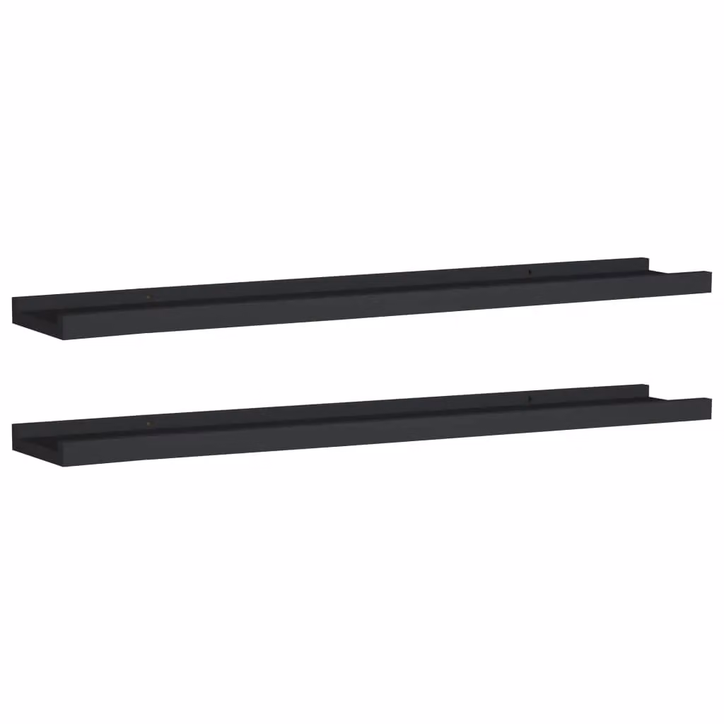 Berkfield Home Picture Frame Ledge Shelves, 2 Pack, Black MDF, W: 80 cm, D: 9 cm, H: 3 cm – 2
