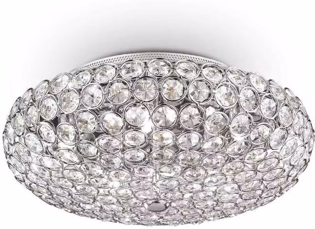 Ideal Lux King 5 Light Crystal Ceiling Flush Light in Chrome and Grey