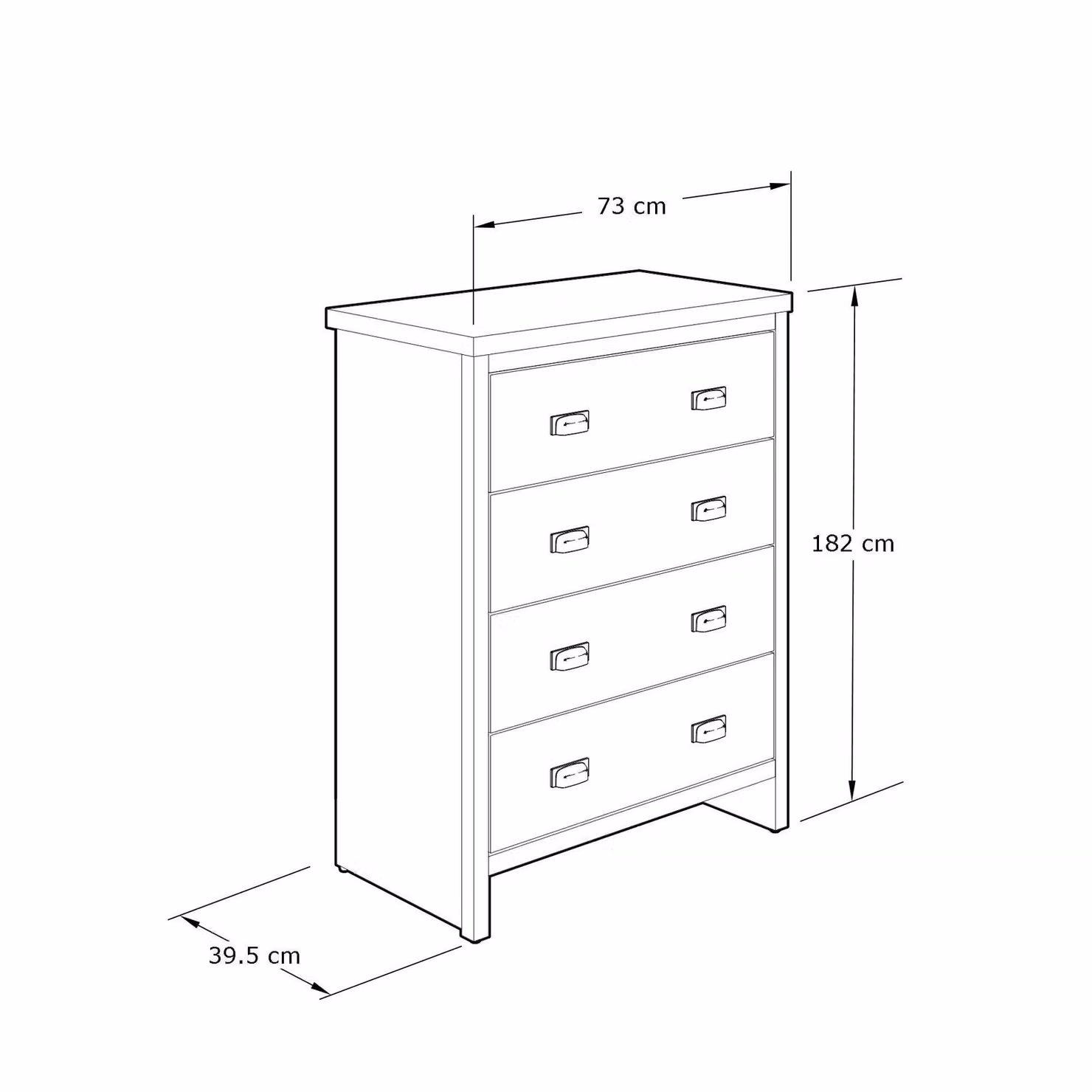 GFW Boston 4 Drawer Chest of Drawers in Grey and Black Industrial Style – 4