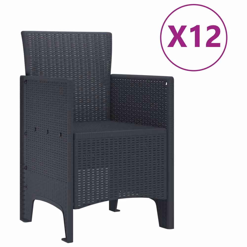 Berkfield Home 13 Piece Anthracite Poly Rattan Garden Dining Set – 3