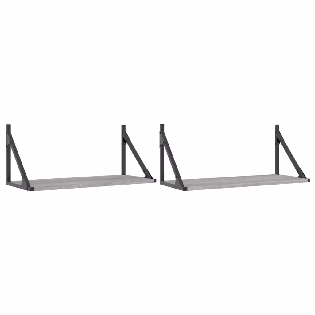 Berkfield Home Wall Mounted Shelves, 2 Pack, Grey, W/D/H: 60 x 25 x 25.5 cm – 2