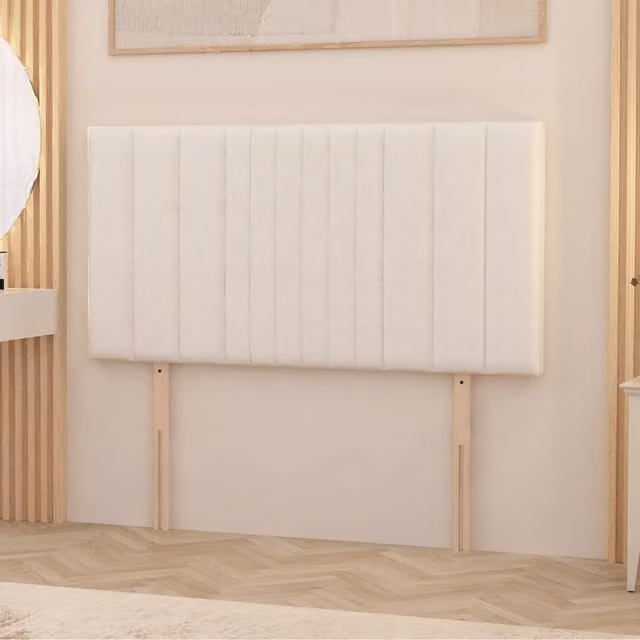 Somnior Beds Ltd Arizona Plush Velvet 32 inch Divan Headboard - White / Single