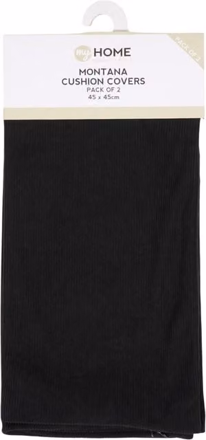 My Home Pack of 2 Montana Black Corduroy Square Cushion Covers