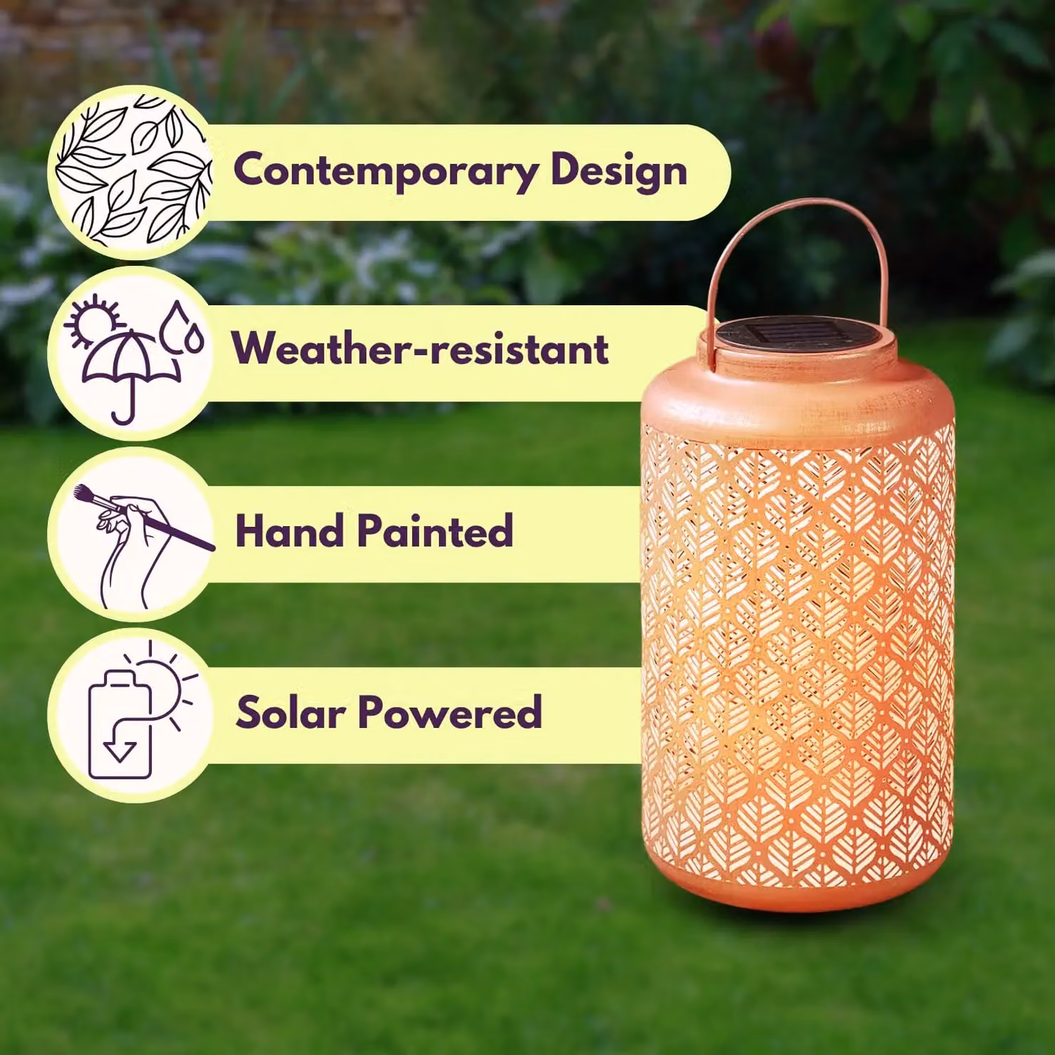Marco Paul Solar LED Garden Lantern in Dusty Pink Terracotta Ceramic – 4