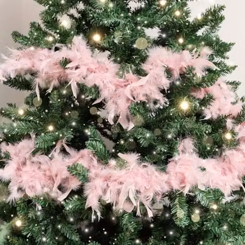 Melody Maison Pink Feather Boa Christmas Garland – 1