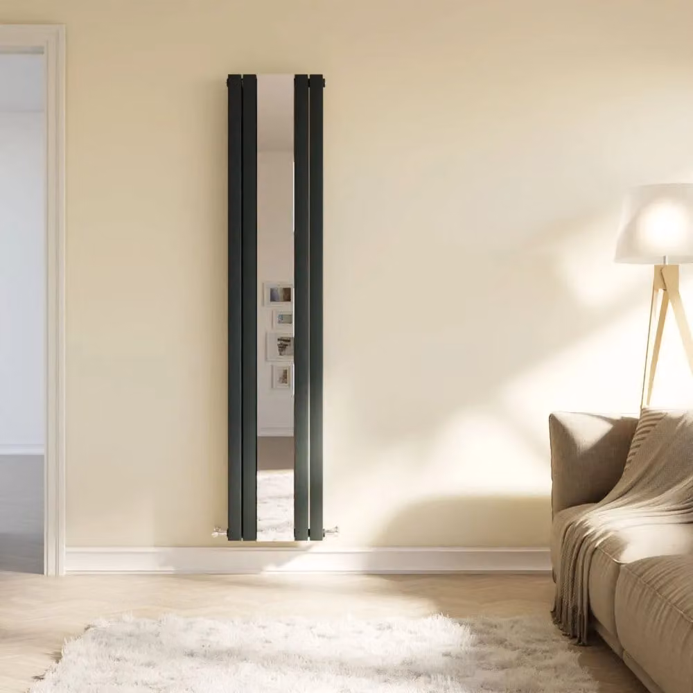 Balterley Lucia Square Vertical 2 Panel Radiator and Mirror, Anthracite Grey, H 180 cm x W 35.4 cm – 2