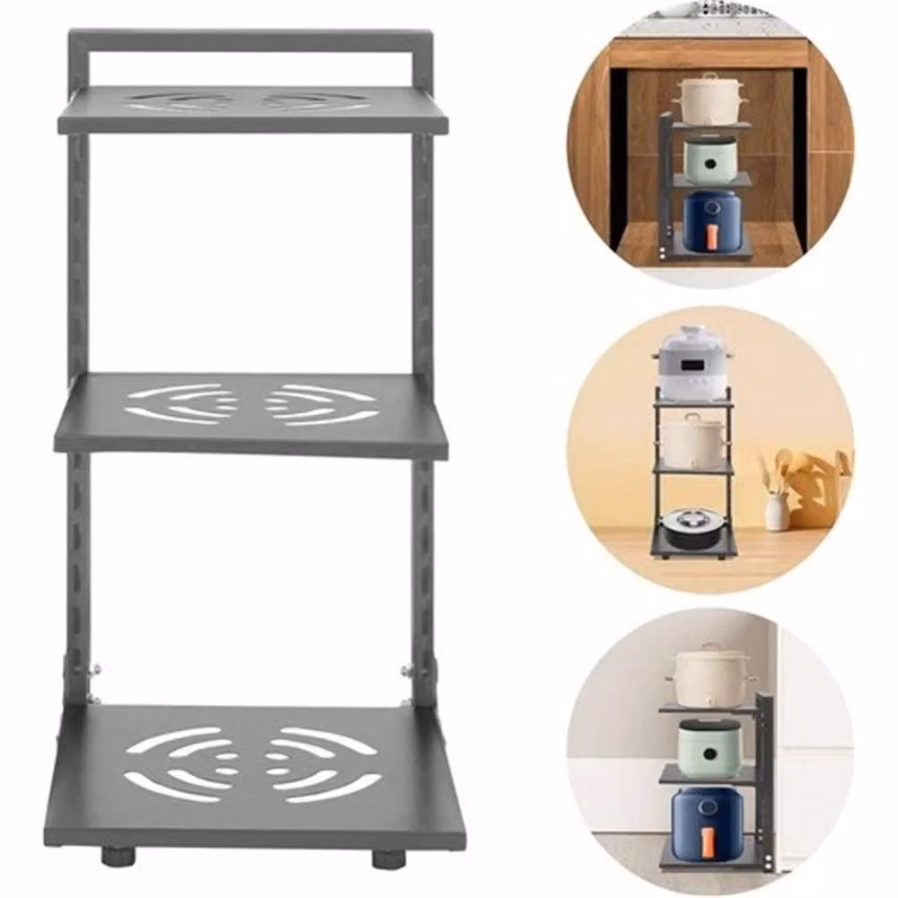 VOGREX 3 Tier Carbon Steel Freestanding Pot Rack for Pans and Saucepans in Grey – 2