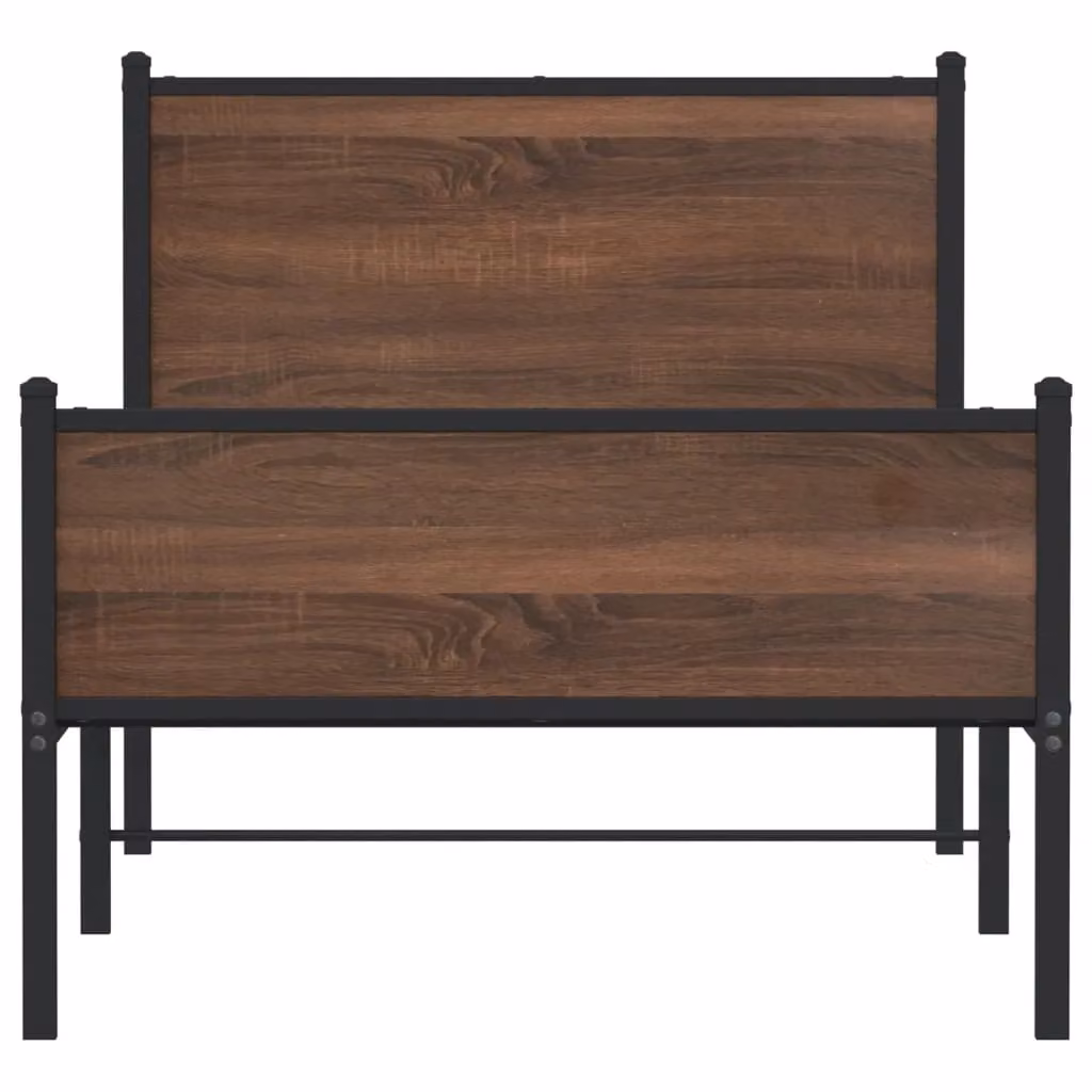 Berkfield Home Metal Bed Frame in Brown Oak, Small Single, W: 75 cm, L: 190 cm – 3