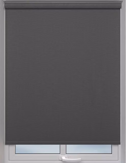 Terrys Made to Measure Plain Blackout Textile Roller Blind in Black and Grey