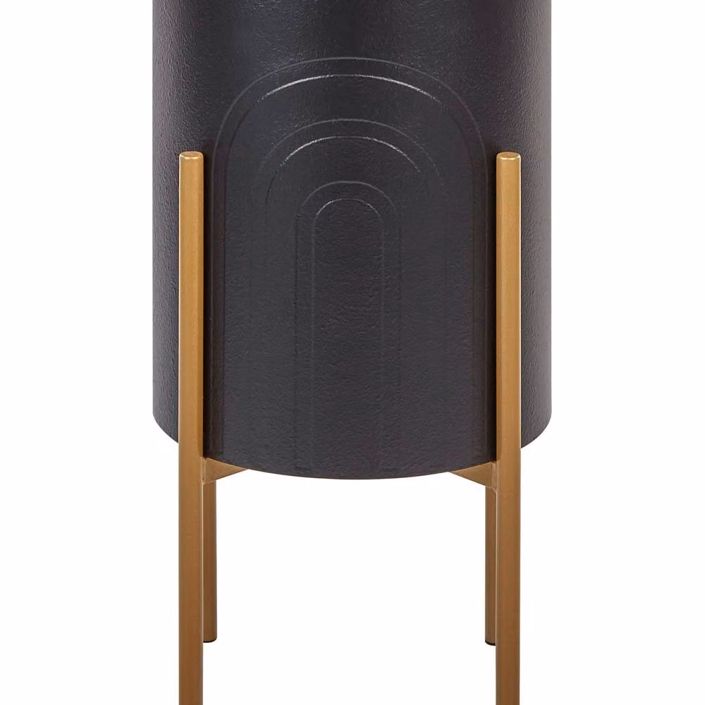 Wyld and Coco Black and Gold Lacquered Metal Geometric Plant Stand, W/D/H: 32 x 32 x 58 cm – 2