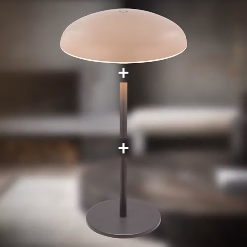 Briloner Rechargeable LED Table Lamp, Beige and Anthracite, IP44 Dimmable Touch Light, H 30.5 cm x W 19.5 cm – 7