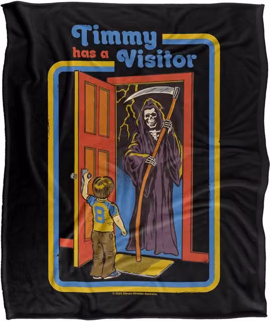 Steven Rhodes Timmy Has A Visitor Super Soft Fleece Throw Blanket, Multicolour, W/D/H: 91 x 147 cm
