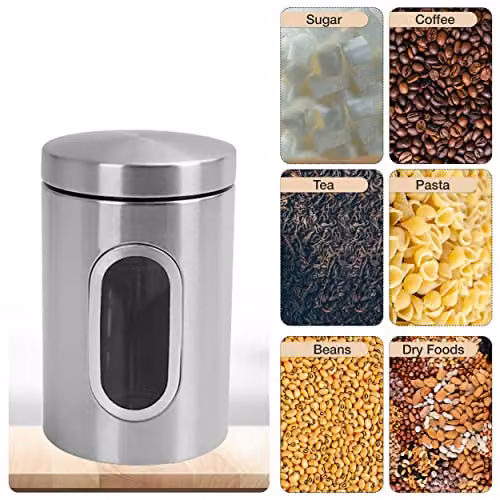 Top 3 Silver Stainless Steel 3 Piece Kitchen Canister Set with Airtight Lids for Tea, Coffee and Sugar – 3