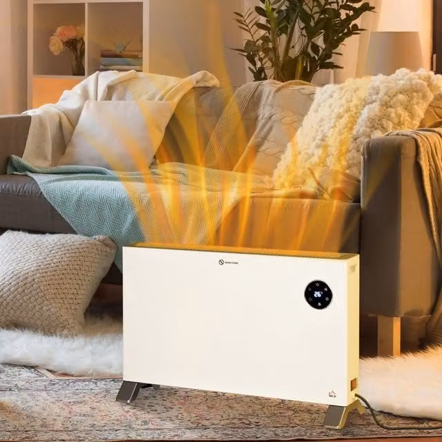 HOMCOM 2000W Freestanding Electric Convector Heater with Remote Control and 24H Timer, White