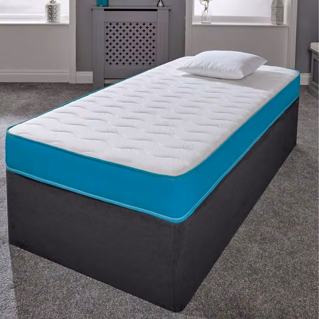eXtreme comfort ltd Cooltouch Colours Teal Shorty Hybrid Memory Foam Mattress for Children, White and Blue, Depth: 18 cm