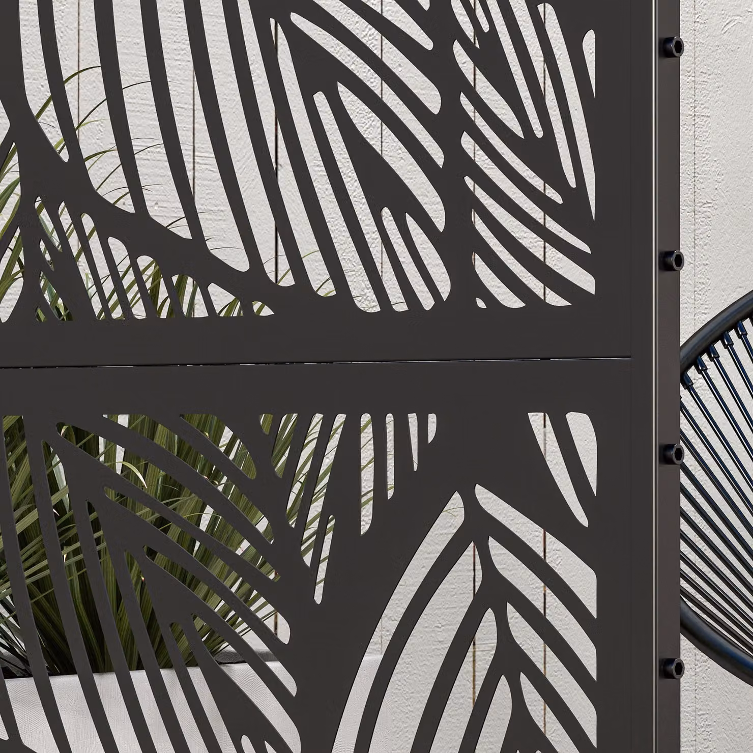 Outsunny Metal Decorative Privacy Screen Outdoor Divider, Black Leaf, H: 198 cm x W: 45 cm – 7