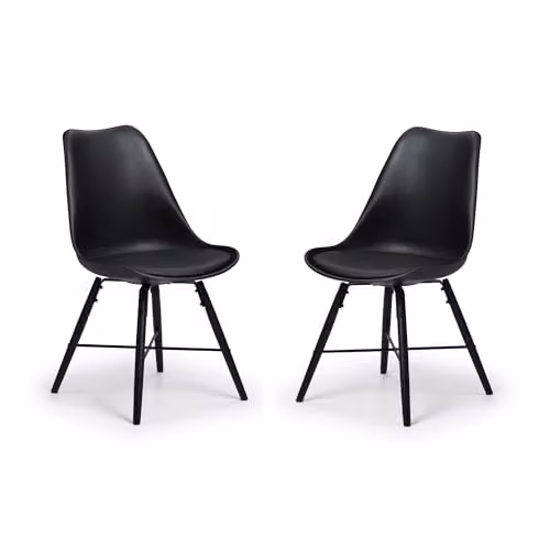 Julian Bowen Kari Black Wood and Synthetic Leather Dining Chairs Set of 2, W/D/H: 54 x 48 x 83 cm – 5