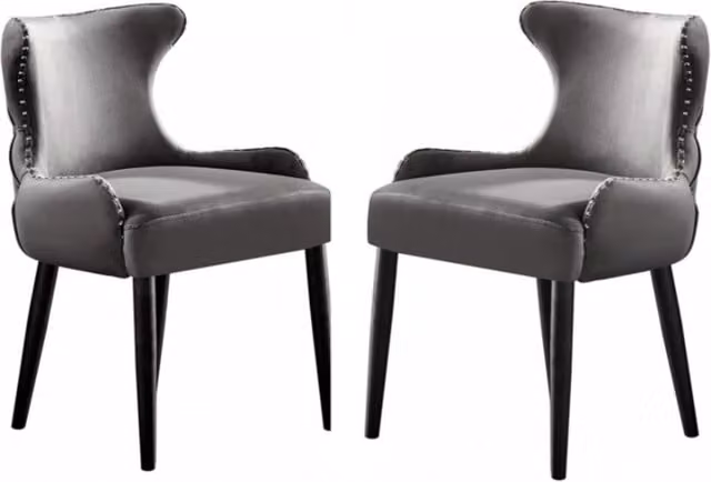 Life Interiors Oxford LUX Velvet Dining Chairs, Set of 2, Grey