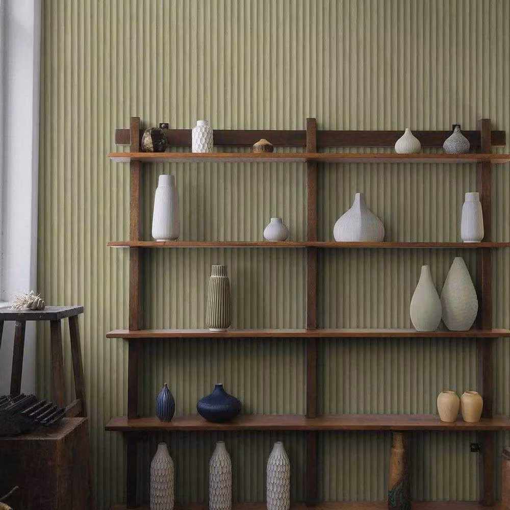 Holden Décor Bevel Wood Slats Geometric Wallpaper in Green – 2