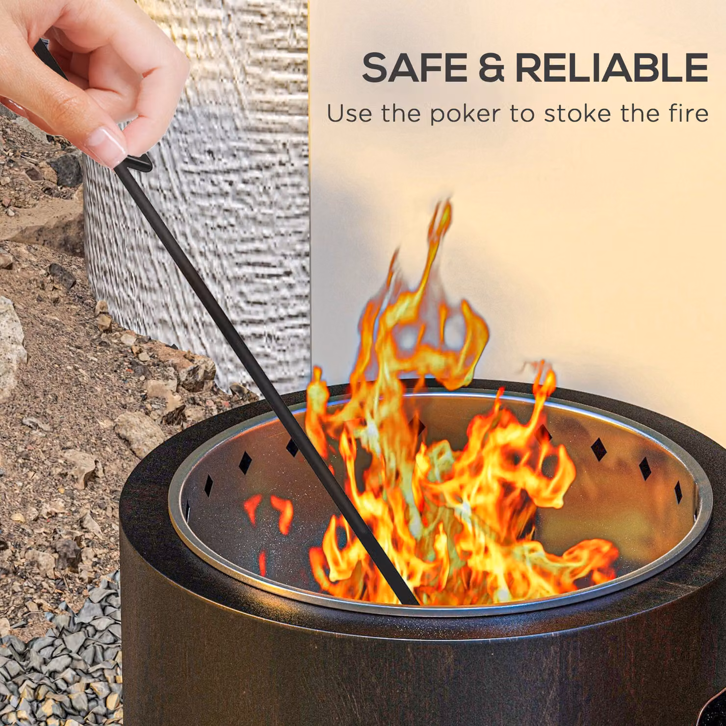 Outsunny Metal Smokeless Wood-burning Fire Pit Bowl, Black, W: 45 cm, D: 45 cm, H: 42 cm – 7
