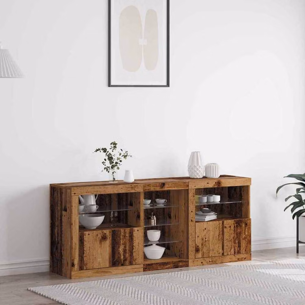 Berkfield Home Rustic Brown Engineered Wood Sideboard with Integrated LED Lights W/D/H: 162 x 37 x 67 cm – 2