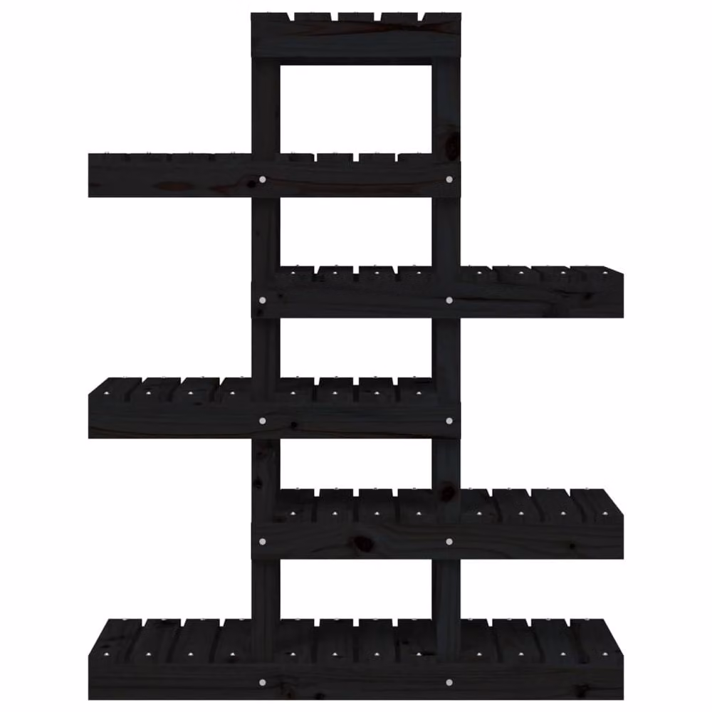 Berkfield Home Black Solid Wood Pine Plant Stand, W/D/H: 85 x 25 x 109.5 cm – 4