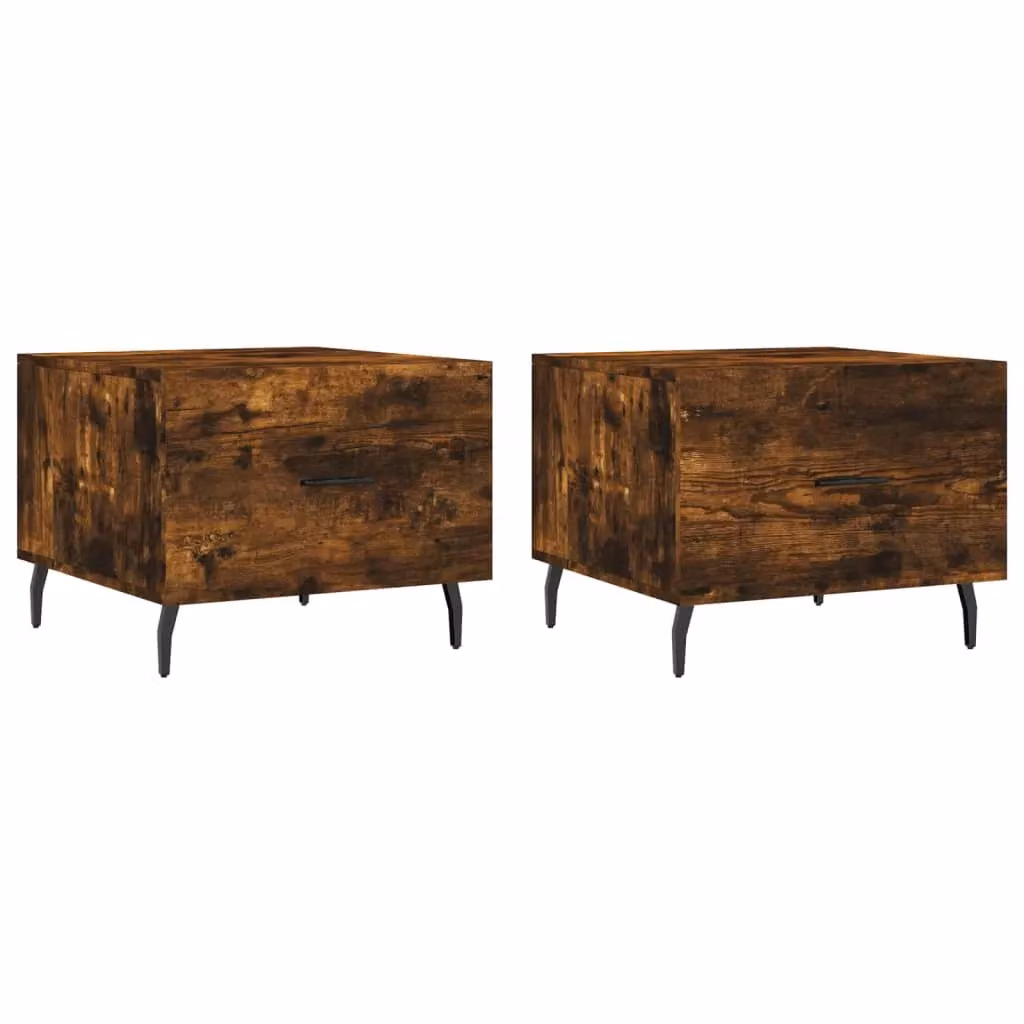 Berkfield Home Set of 2 Smoked Oak Coffee Tables in Brown, W/D/H: 50 x 50 x 40 cm – 2