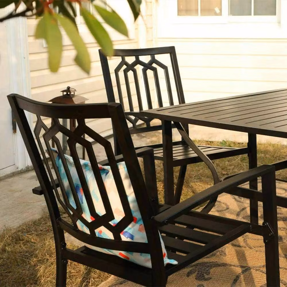 KORVIXA Set of 2 Modern Matt Black Metal Garden Chairs for Patio, Balcony or Terrace, W/D/H: 45.72 x 45.72 x 88.9 cm – 3