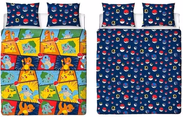 Pokemon Retro Reversible Duvet Cover and Pillowcase Set, Multicolour, W: 140 cm, H: 200 cm – 1