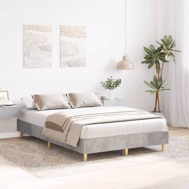 Berkfield Home Durable Small Double Bed Frame in Concrete Grey, W/D/H: 120 x 200 x 25 cm