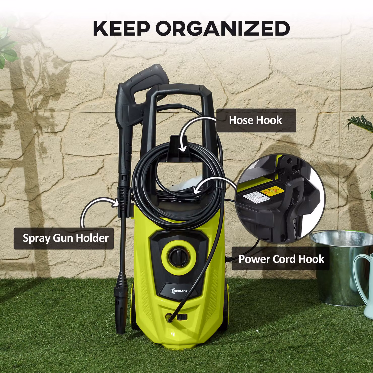 Outsunny 1800W High Pressure Washer in Green with 150 Bar Pressure and 510 L/h Flow Rate – 6