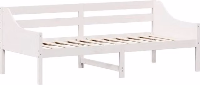 Berkfield Home Beautiful Day Bed in White Solid Pine Wood, W/D/H: 200 x 80 x 85.5 cm