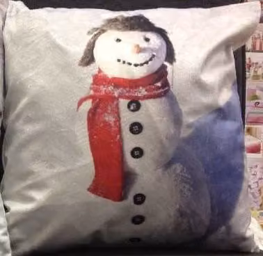 Rapport Home Snowman Winter Velvet Cushion Cover, Multicolour and White, W/D/H: 43 x 43 x 43 cm – 3