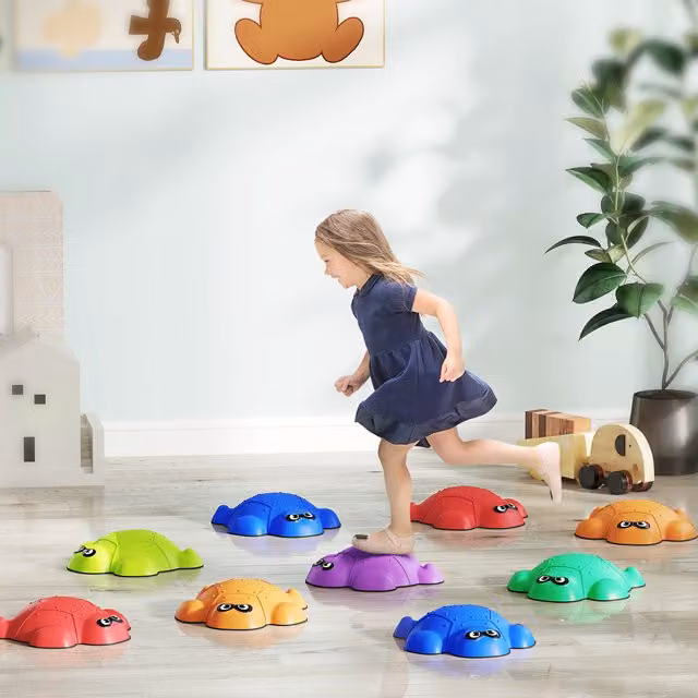 AIYAPLAY Kids Turtle-Shaped Stackable River Stones in Red and Multicolour Rubber