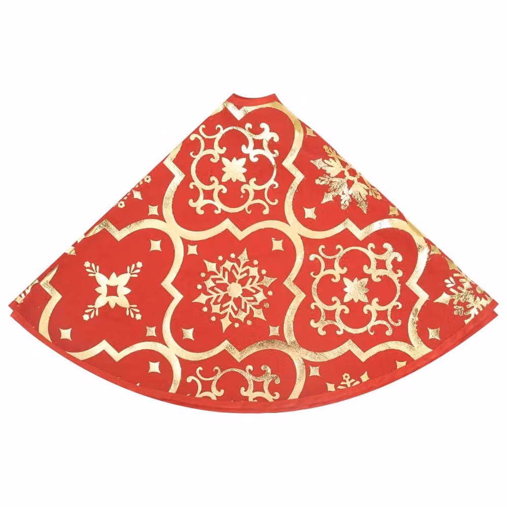 Berkfield Home Luxury Christmas Tree Skirt with Sock in Red, 150 cm – 3