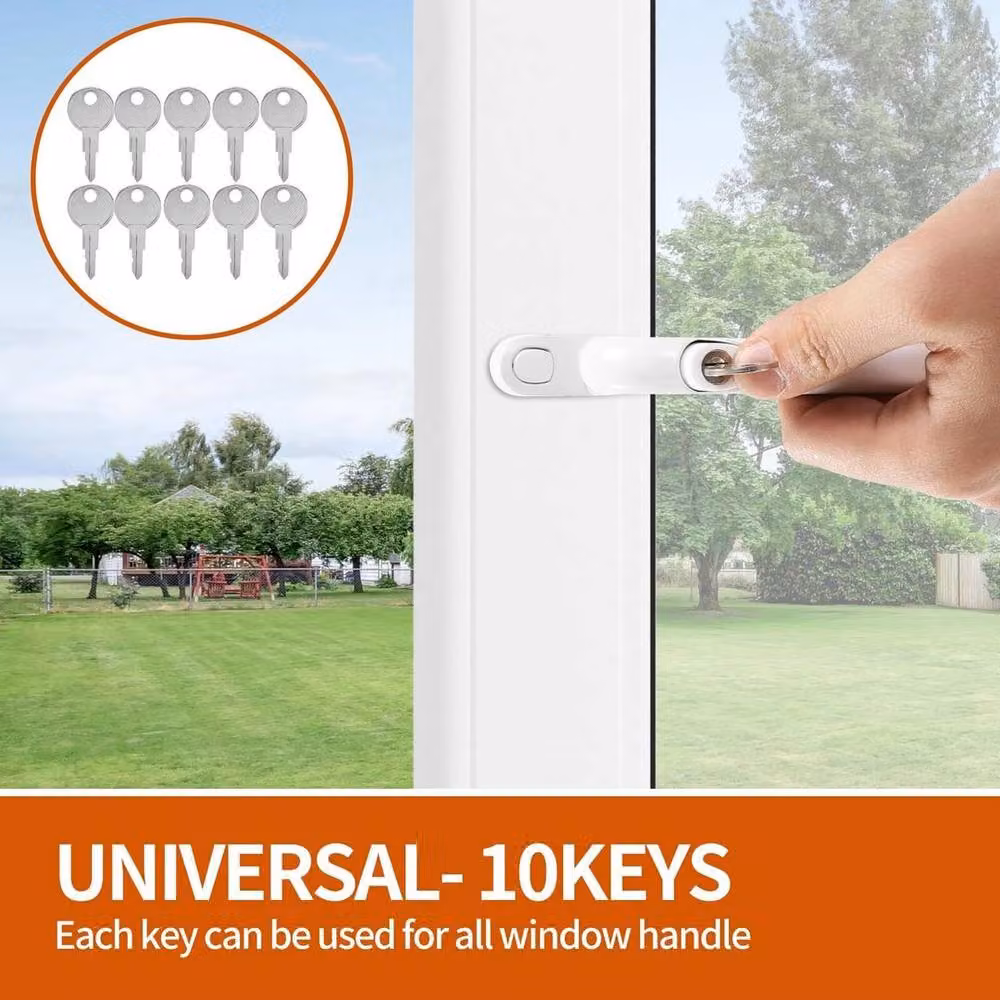 NESTLUNE 2-Piece Universal Inline Locking Window Handles in White – 2