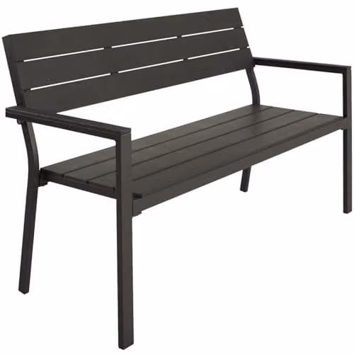 tectake 2-Seater Garden Bench with Metal and Wood Construction in Grey, W/D/H: 128 x 59 x 88 cm – 1