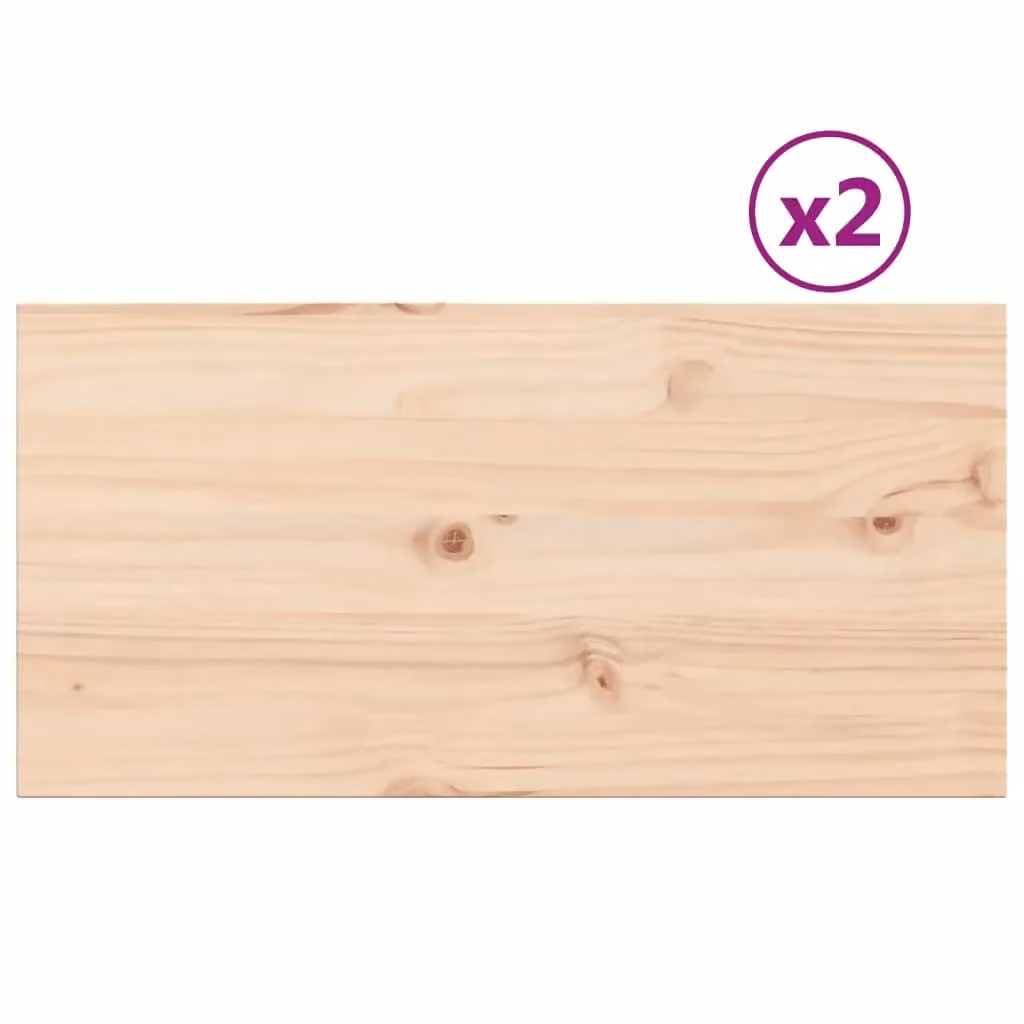 Berkfield Home Set of 2 Rectangular Solid Wood Pine Table Tops, Brown, W: 80 cm, D: 40 cm, H: 2.5 cm