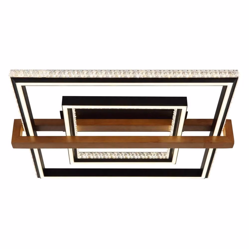 Netlighting Deloris Square Semi Flush Ceiling Light in Black with Dimmable LED – 3