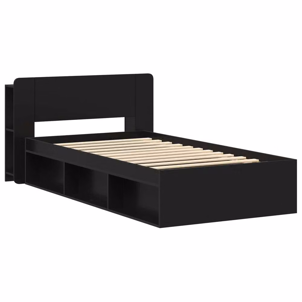Berkfield Home Modern Bed Frame with Storage Drawers in Black, Engineered Wood, W/D/H: 90 x 200 cm – 2