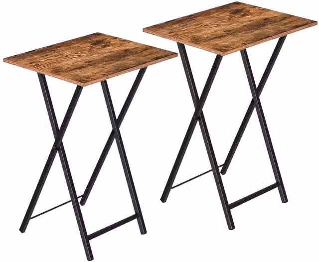 FORGEVIO Set of 2 Industrial Side Tables, Brown, W: 36 cm, D: 48 cm, H: 66.5 cm – 1