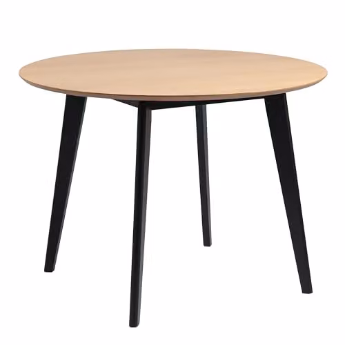 Furniture To Go Roxby Round Dining Table and 4 Dining Chairs in Oak and Black, H 76 cm, W 105 cm, D 105 cm – 2