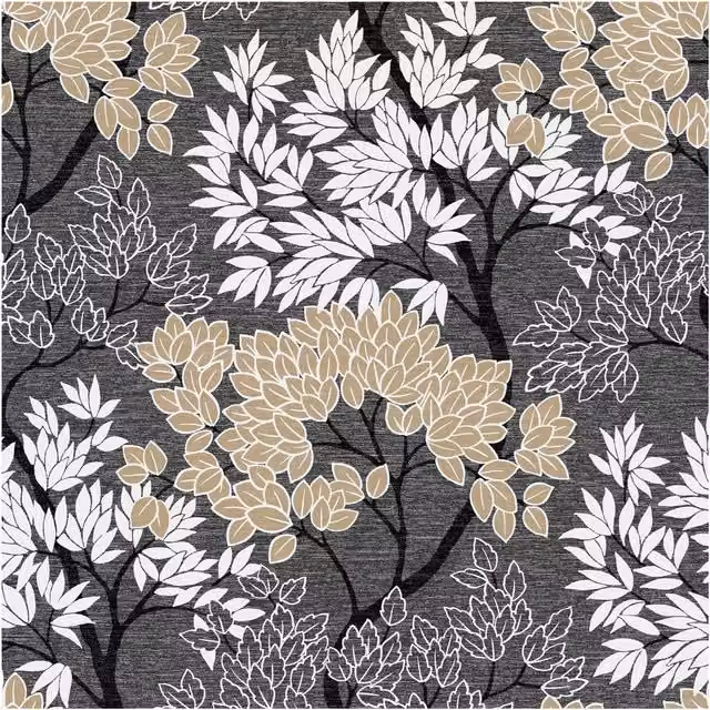 Fresco Lykke Silhouette Forest Floral Wallpaper in Black, White and Grey, Width: 52 cm