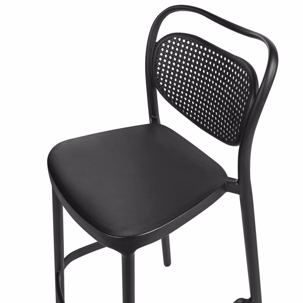 Wyld and Coco Set of 2 Black Retro Bar Chairs, Weatherproof Plastic Indoor Outdoor Seating – 4