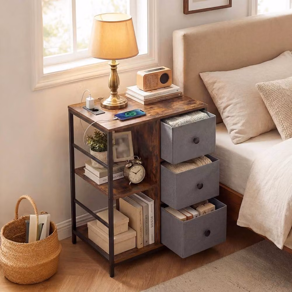 KORVIXA Industrial Grey Freestanding Storage Cabinet with Charging Hub – 4