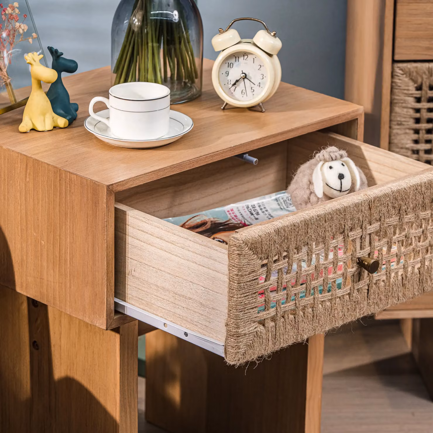 Nordlys Scandinavian Beech Wood Bedside Table in Brown – 3