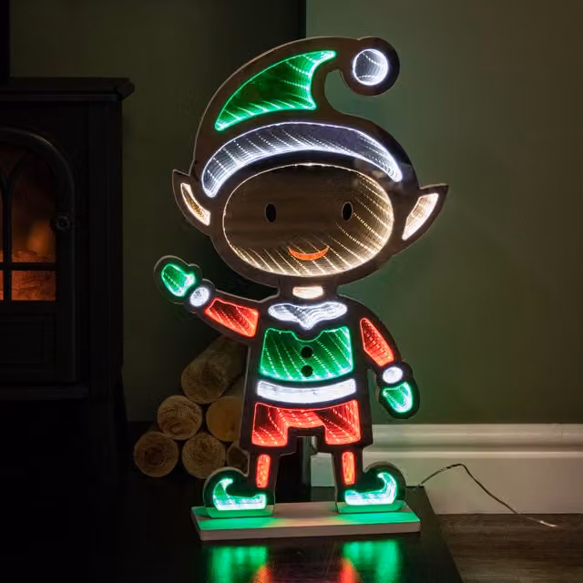 Samuel Alexander Multicolour LED Light Up Standing Elf Infinity Christmas Decoration, Height: 60 cm