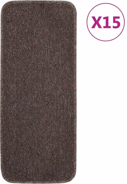 Berkfield Home Anti Slip Rectangular Stair Mats, Brown, 15 Pack, W: 60 cm, D: 25 cm – 1