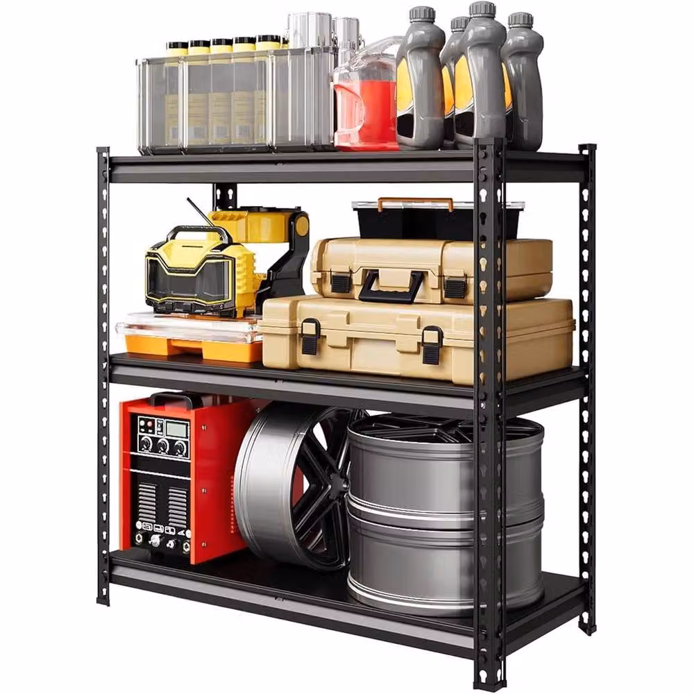VOGREX Metal Shelving Storage Rack Garage Organiser, Black, W/D/H: 91.44 x 91.44 x 91.44 cm – 3